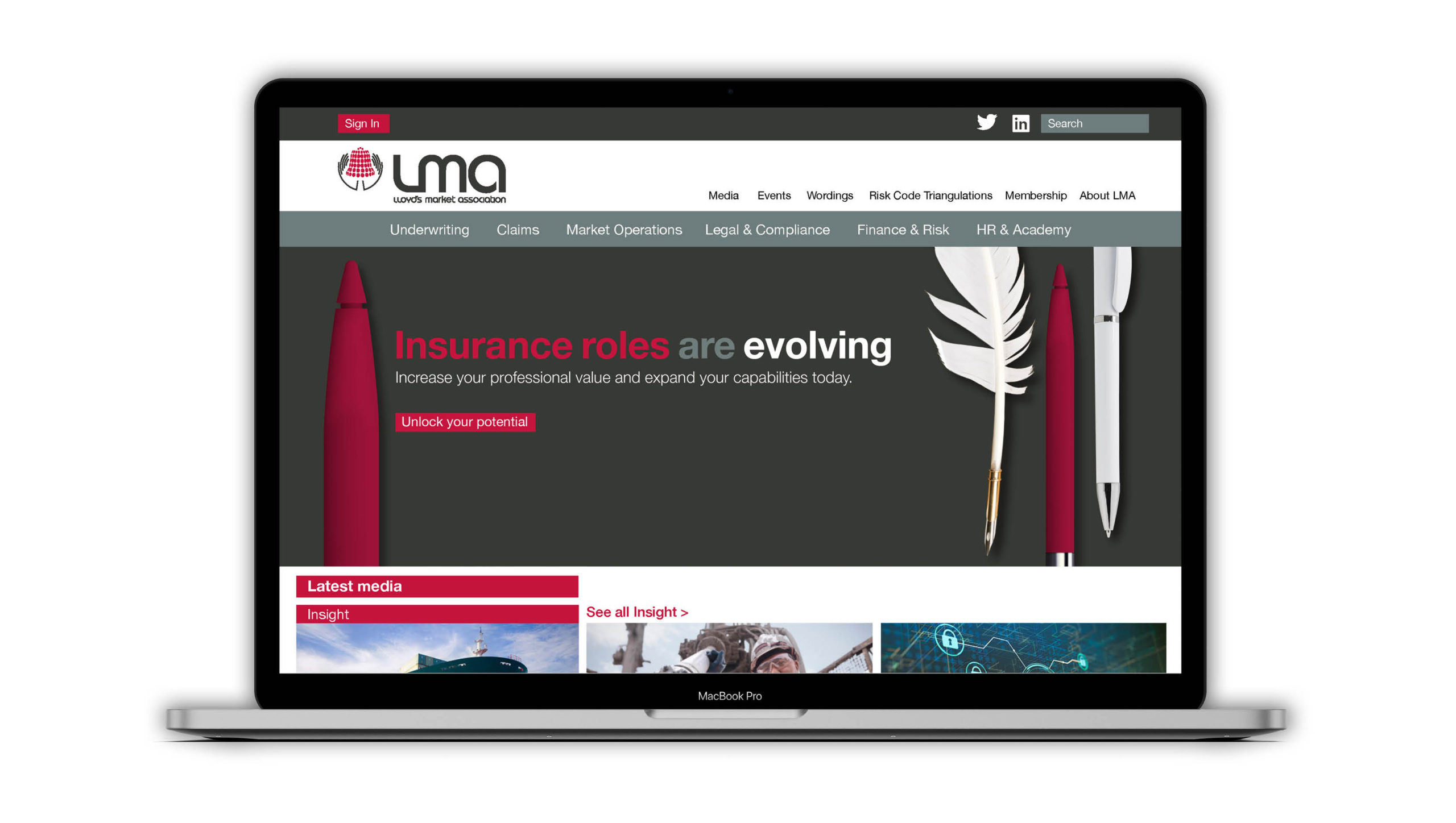 Lloyd's Market Association branding, Branding and design for insurance, website design